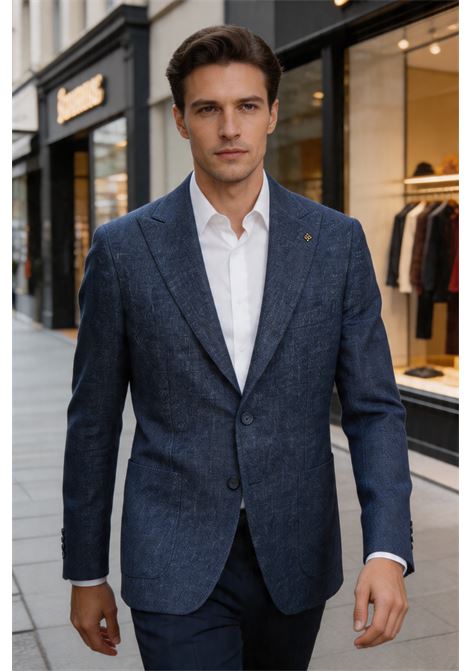 Giacca sartoriale Tagliatore blu avion in lana e lino  Made in Italy TAGLIATORE | GIACCHE | 1SMC26K 470001I3233